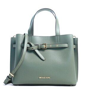 NWT Michael Kors Army Green Emilia Large Satchel Leather Bag